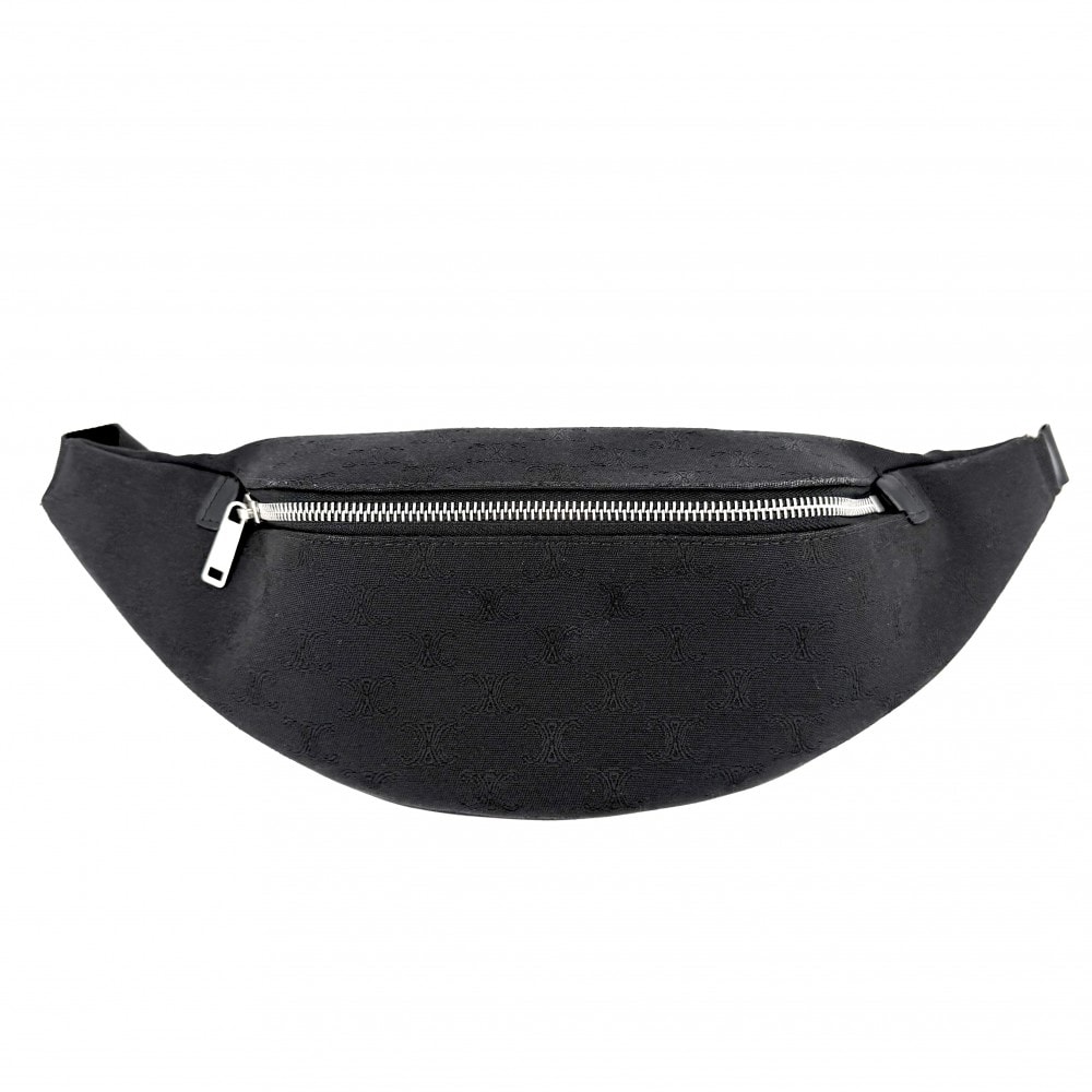 CELINE セリーヌ ボディバッグ トリオンフ ベルトバッグ ウエストバッグ キャンバス    ブラック 黒 シルバー金具 メンズ 美品【中古品】