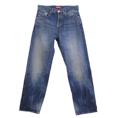 Supreme シュプリーム デニムパンツ Distressed Loose Fit Selvedge Jean ルーズフィット セルビッチ デニム パンツ インディゴブルー系 30【中古】