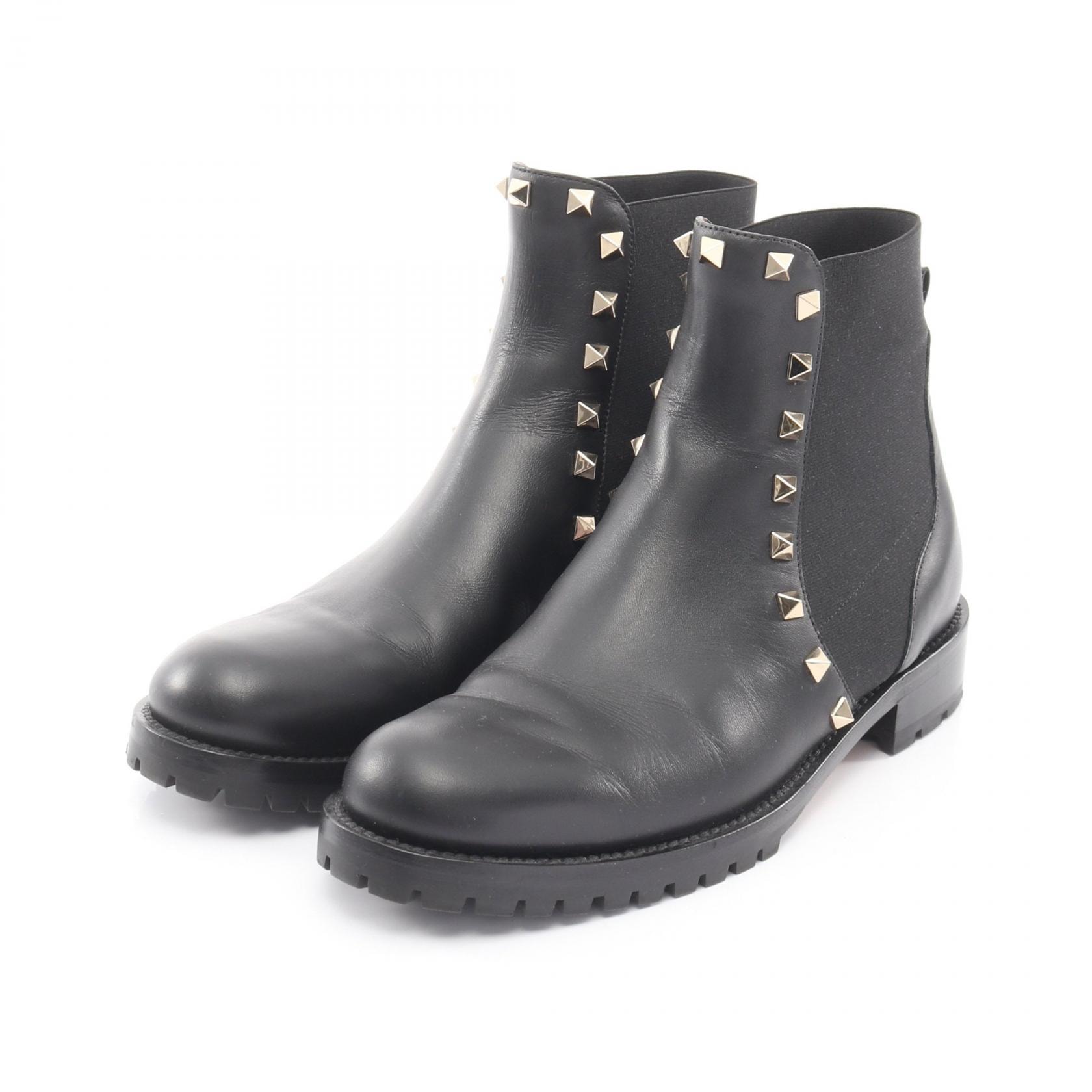 ヴァレンティノ・ガラヴァーニ Valentino Garavani ロックスタッズ ブーツ 靴 レザー レディース ブラック系 【中古】