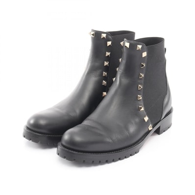 ヴァレンティノ・ガラヴァーニ Valentino Garavani ロックスタッズ ブーツ 靴 レザー レディース ブラック系 【中古】