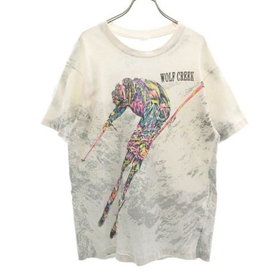 FRUIT OF THE LOOM フルーツオブザルーム 90s オールド USA製 プリント 半袖 Tシャツ M ホワイト