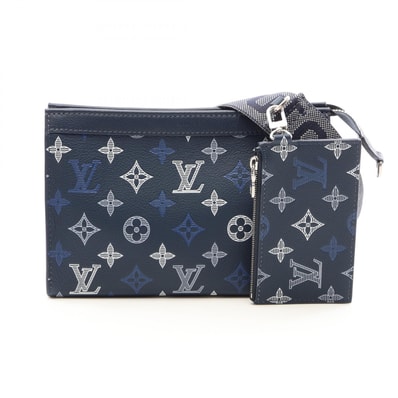 ルイ・ヴィトン LOUIS VUITTON ガストン ウェアラブル ウォレット ショルダーバッグ バッグ レザー メンズ ネイビー系 M28818 【中古】