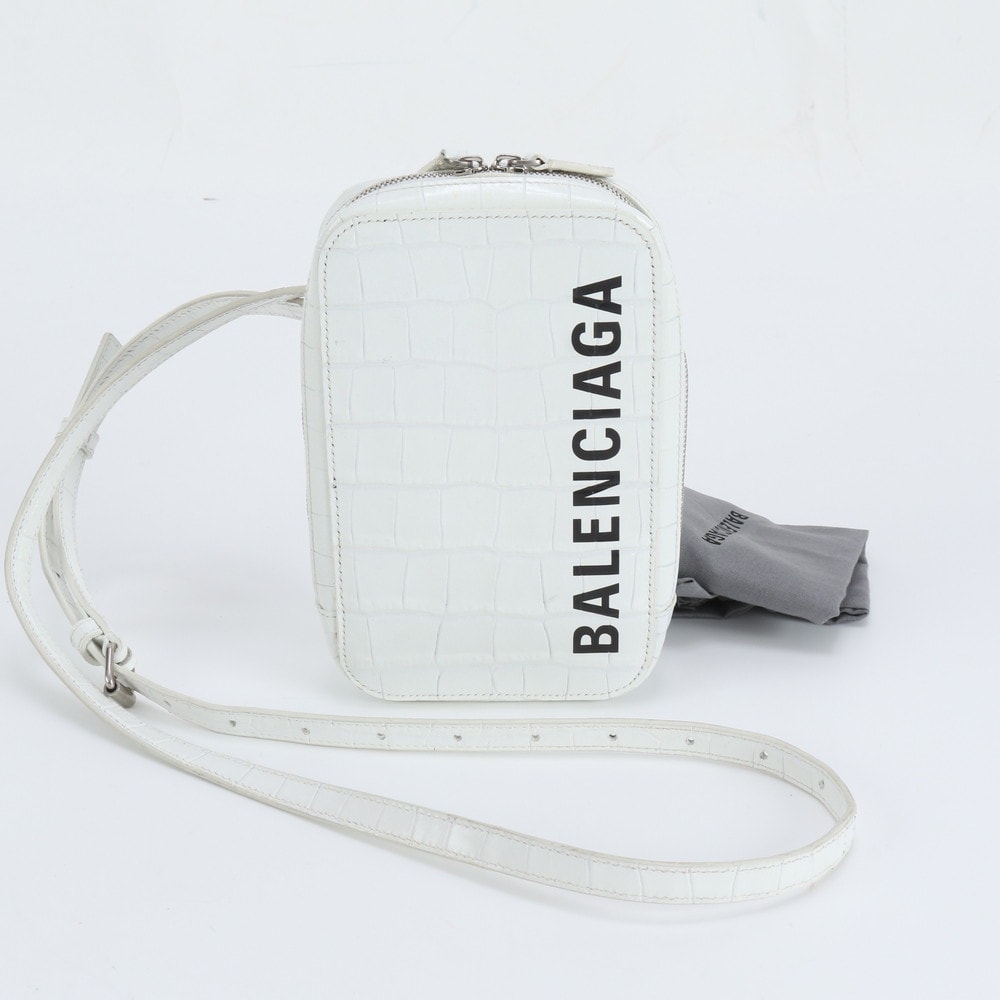 ■美品 バレンシアガ クロコダイル エンボスショルダーバッグ レザー