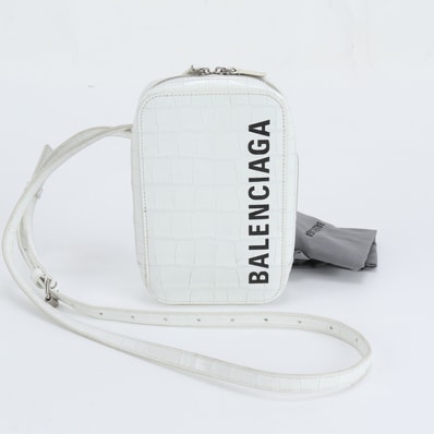 ■美品 バレンシアガ クロコダイル エンボスショルダーバッグ レザー