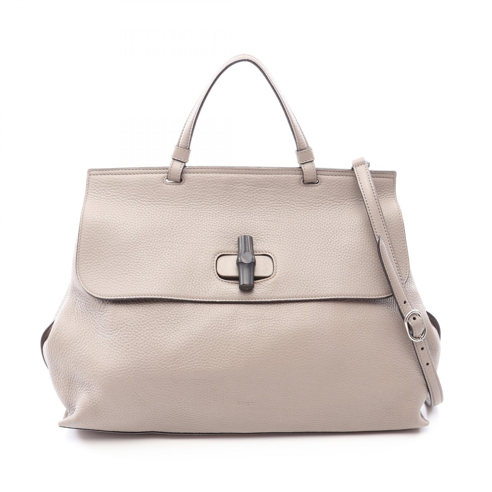 グッチ GUCCI バンブー デイリー 2WAY ハンドバッグ バッグ レザー レディース ベージュ系 370830 【中古】