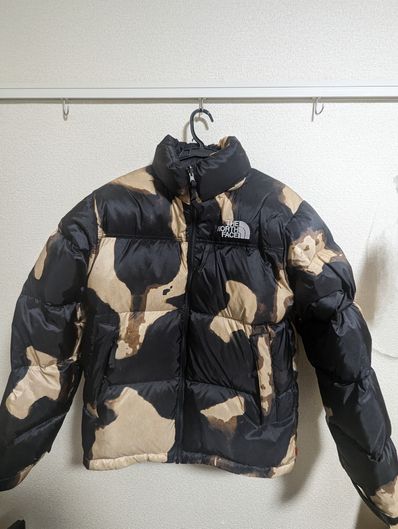 Supreme x The North Face Bleached Denim Print Nuptse Jacket "Black"