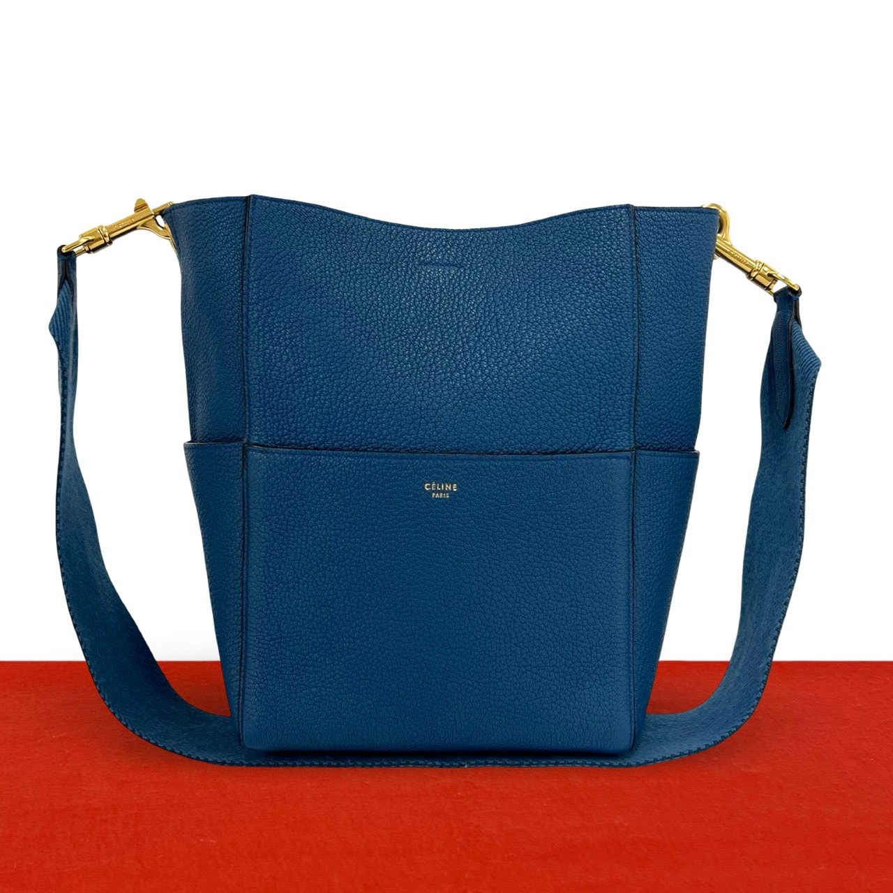 CELINE セリーヌ サングルバケット レザー ショルダーバッグ ブルー
17138