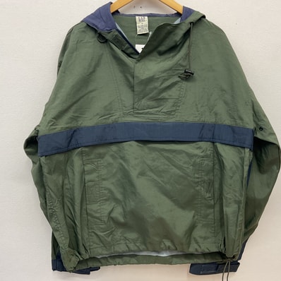 GAP ギャップ ナイロンジャケット フード付き グリーン ネイビー M 古着