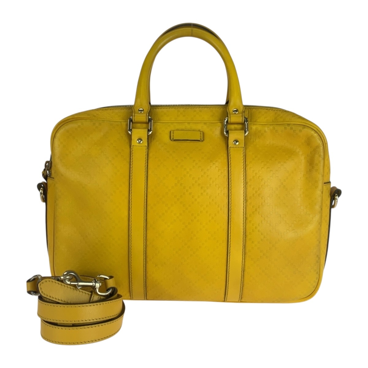 美品 GUCCI グッチ ディアマンテ イエロー シルバー金具 レザー ビジネスバッグ ブリーフケース ショルダーバッグ 603092 【中古】