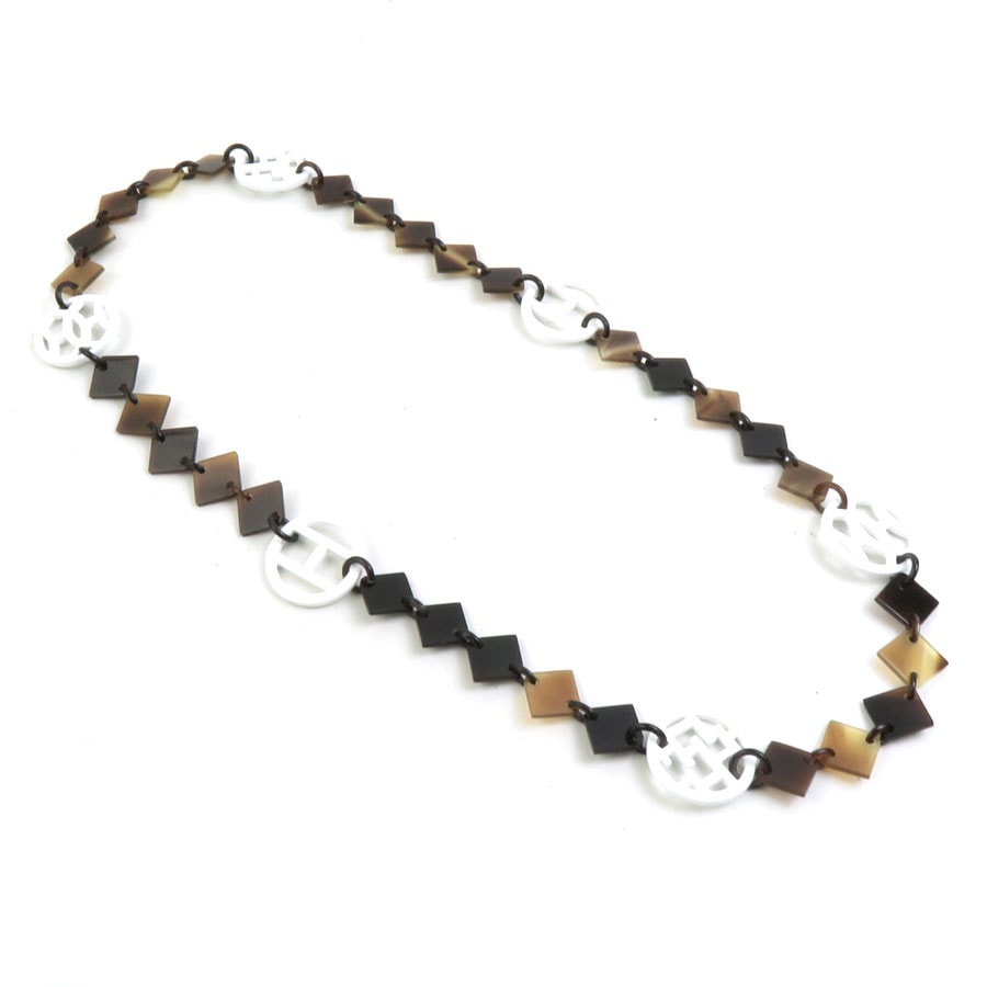 エルメス HERMES ネックレス バッファローホーン/ラッカーウッド ホワイト×ブラウン ユニセックス【中古】 h31368a