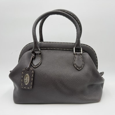 FENDI(フェンディ)セレリア ドクターズバッグ ヴィンテージ ハンドバッグ レザー ブラウン レディース 手持ちバッグ シルバートーン金具 シリアルプレート付き