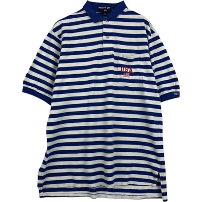 古着 ラルフローレン Ralph Lauren POLO SPORT ポロスポーツ 半袖 ボーダー ポロシャツ USA製 メンズXL相当/eaa653635