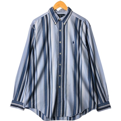 古着 ラルフローレン Ralph Lauren CLASSIC FIT クラシックフィット マルチストライプ 長袖 ボタンダウンストライプシャツ メンズL相当/eaa572992