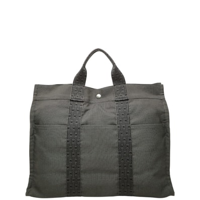 エルメス エールライントートMM トートバッグ ハンドバッグ グレー キャンバス レディース HERMES 中古