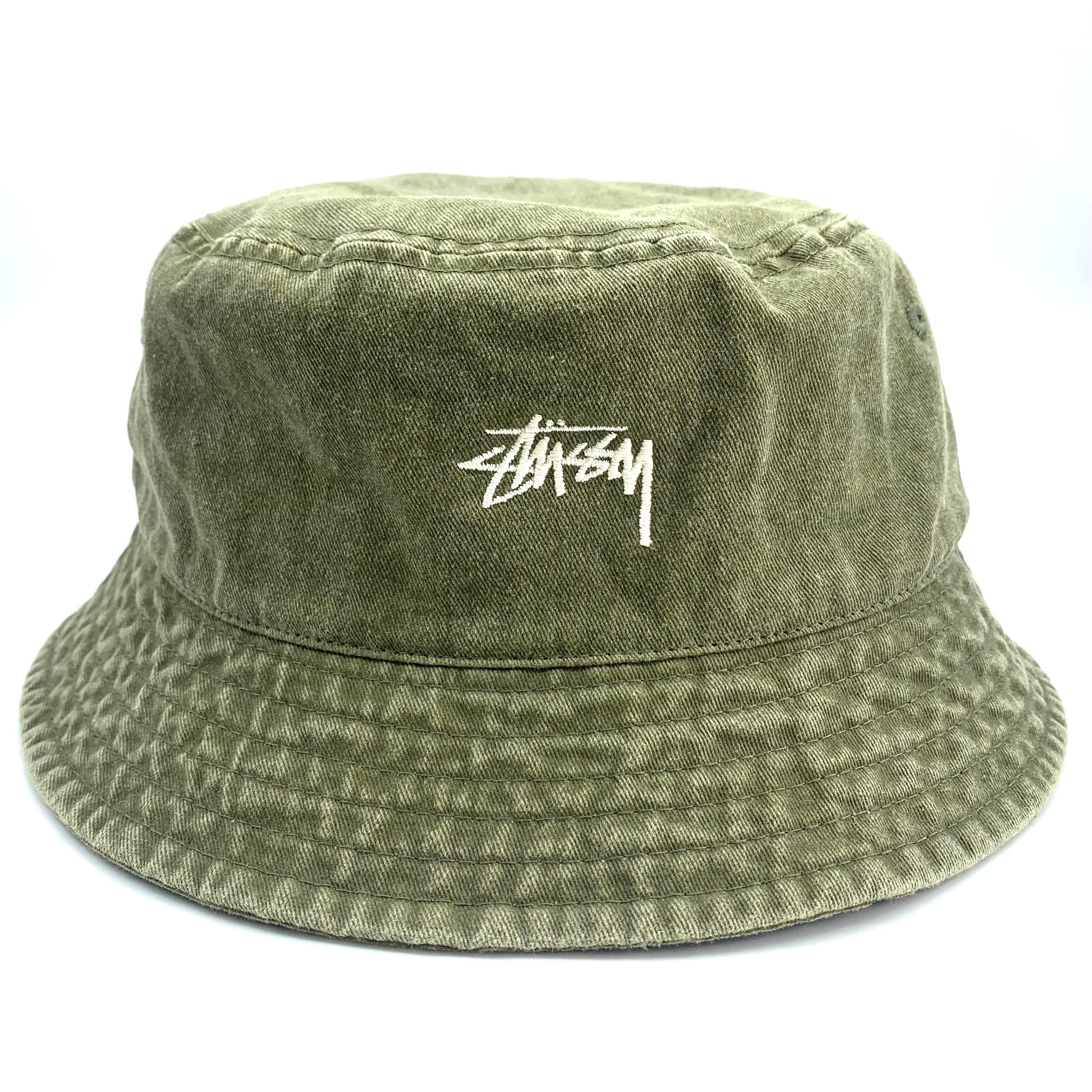STUSSY Washed Stock Bucket Hat Khaki