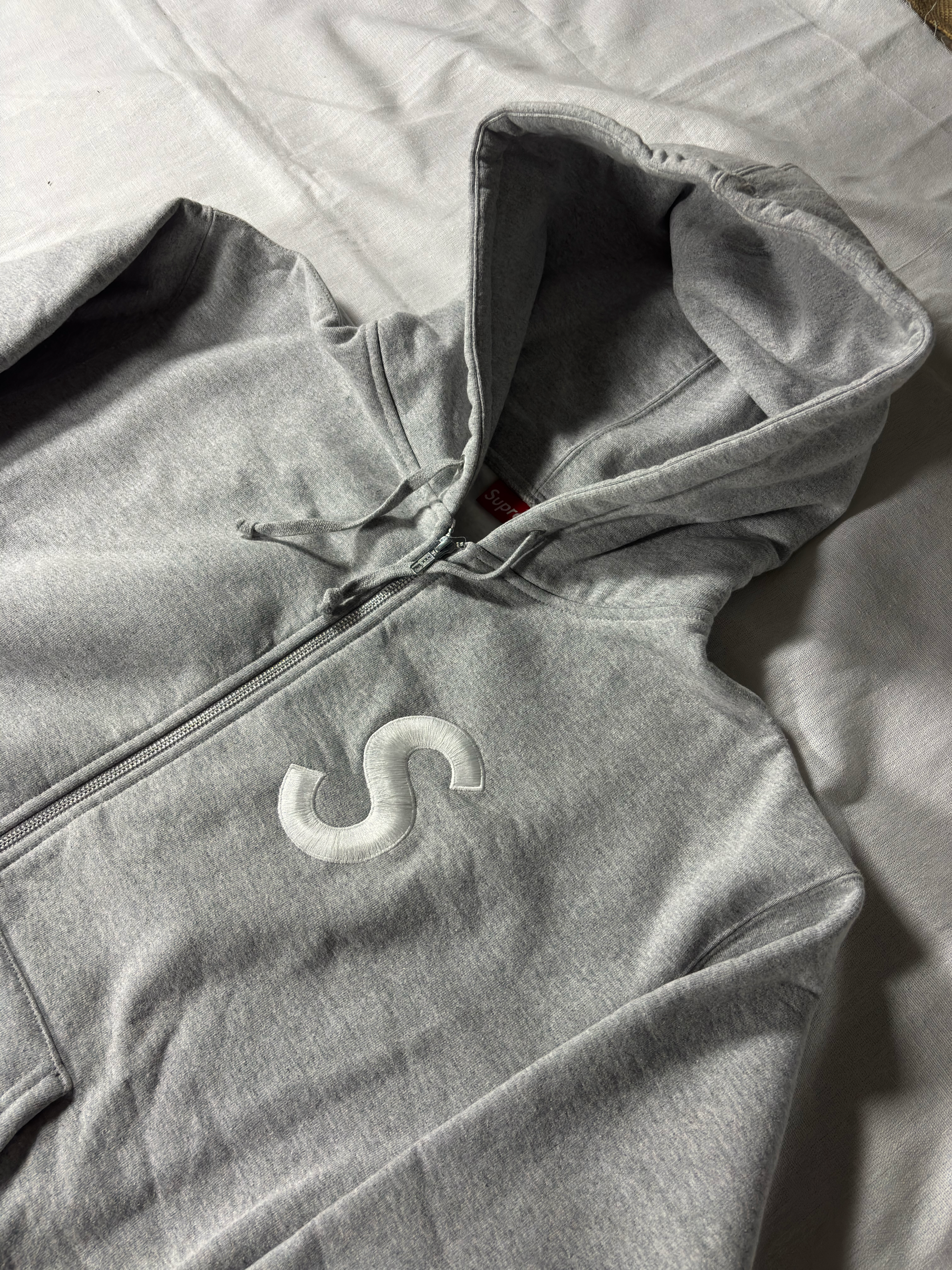 Supreme S Logo Zip Up Hooded Sweatshirt (25FW) "Heather Grey"