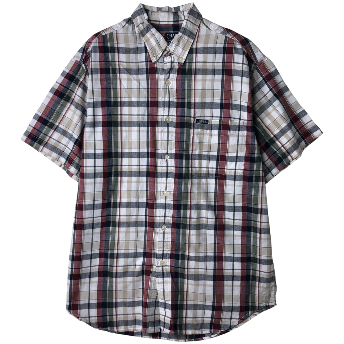 古着 ラルフローレン Ralph Lauren CHAPS チャップス 半袖 ボタンダウン チェックシャツ メンズL相当/eaa611046
