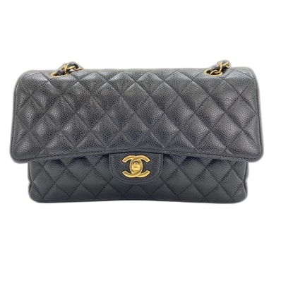 シャネル CHANEL キャビアスキン マトラッセ ダブルフラップ ショルダーバッグ【中古】