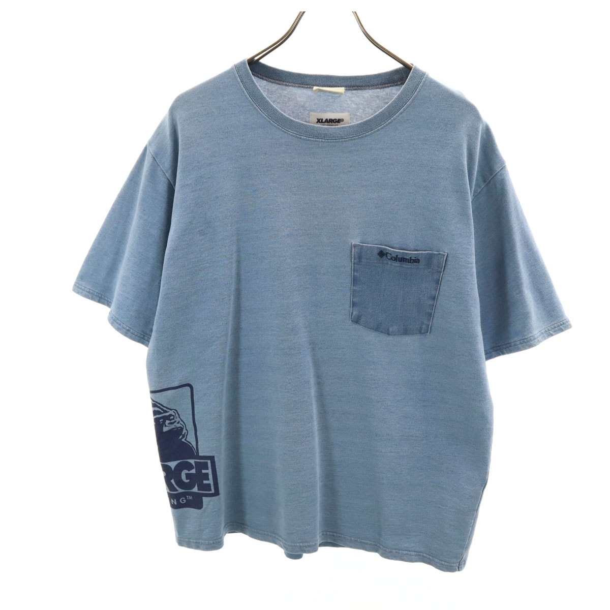 Columbia コロンビア XLARGE エクストララージ コラボ 半袖 Tシャツ M ブルー ポケT アウトドア