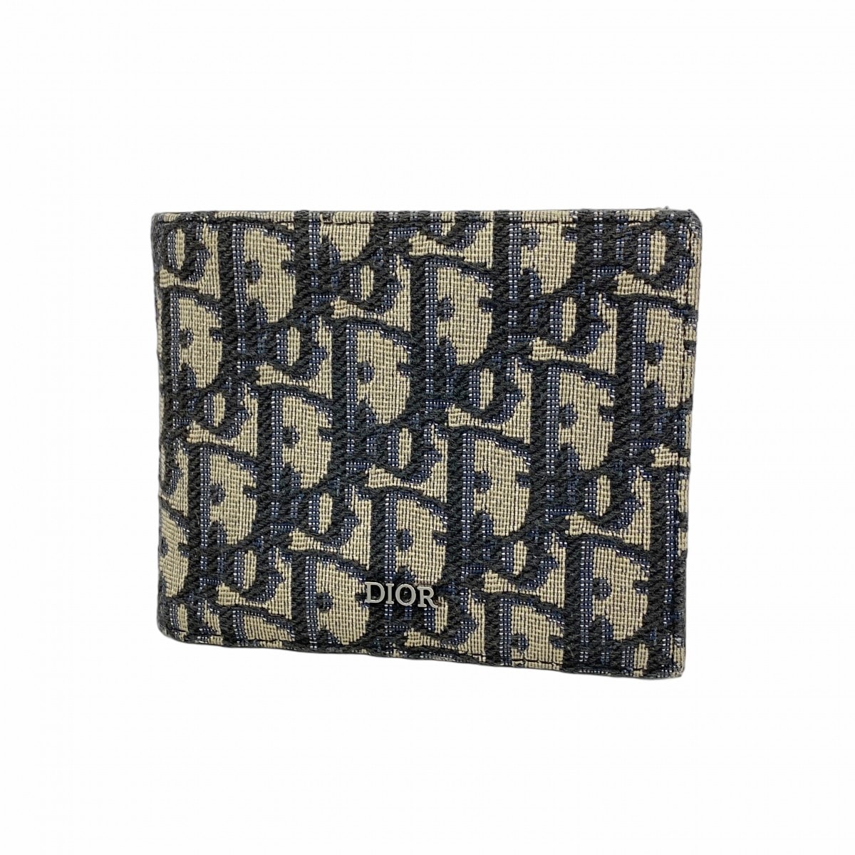 【6fa1465】クリスチャンディオール 財布 トロッター キャンバス ネイビー シルバー金具【中古】メンズ