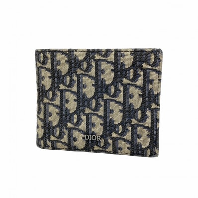 【6fa1465】クリスチャンディオール 財布 トロッター キャンバス ネイビー シルバー金具【中古】メンズ