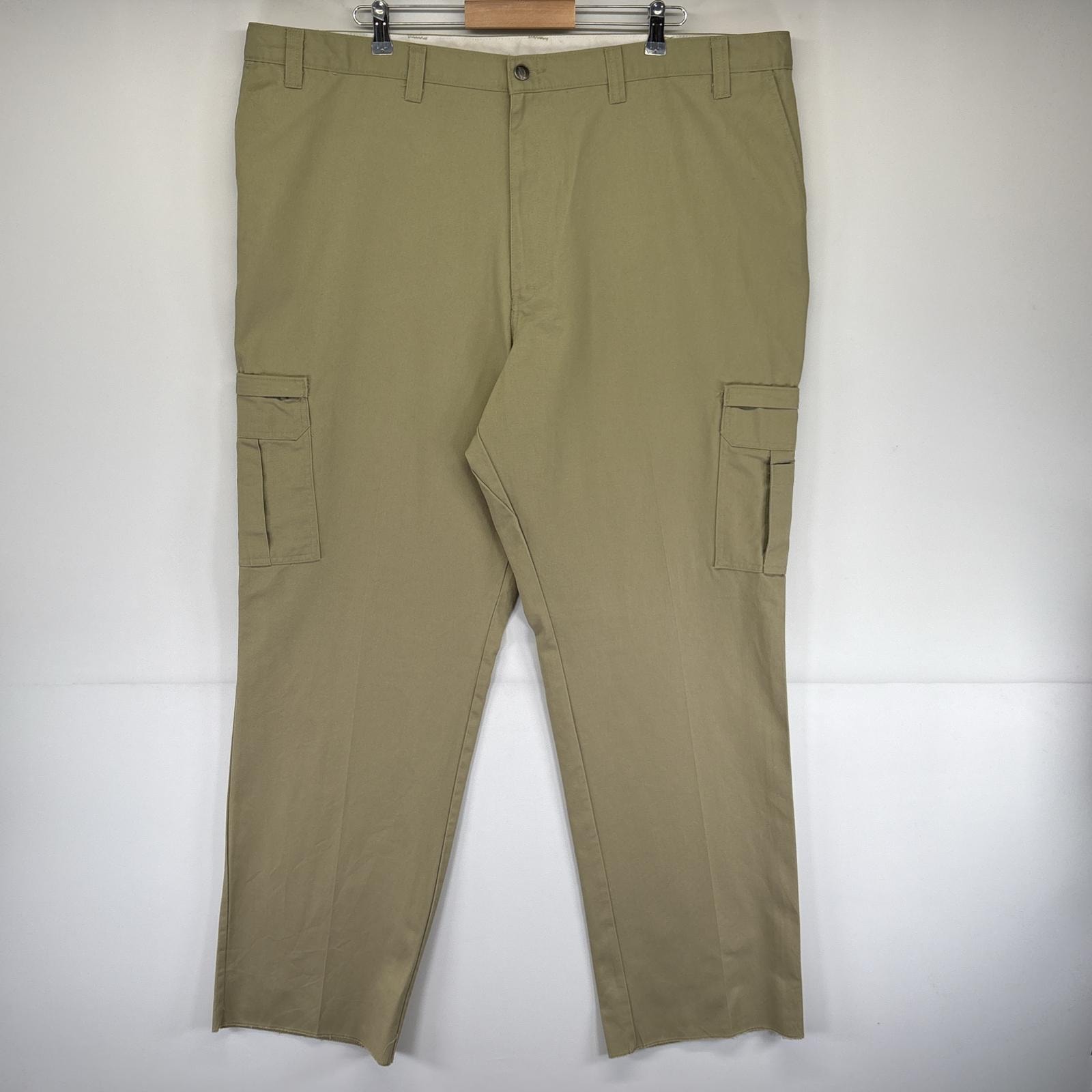 古着 ディッキーズ Dickies ワークパンツ カーゴ ワンポイントロゴ ストレート 作業着 ジッパーフライ w48 ベージュ メンズ