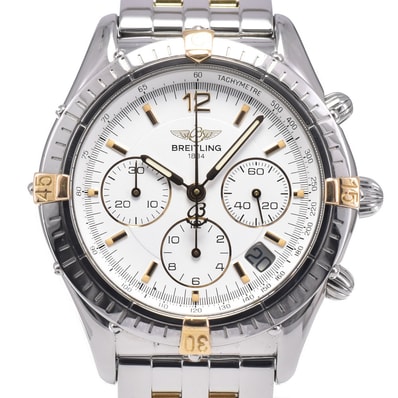 ブライトリング BREITLING B30012 コックピット クロノグラフ デイト ホワイト 自動巻き ユニセックス 良品 腕時計 O#148643