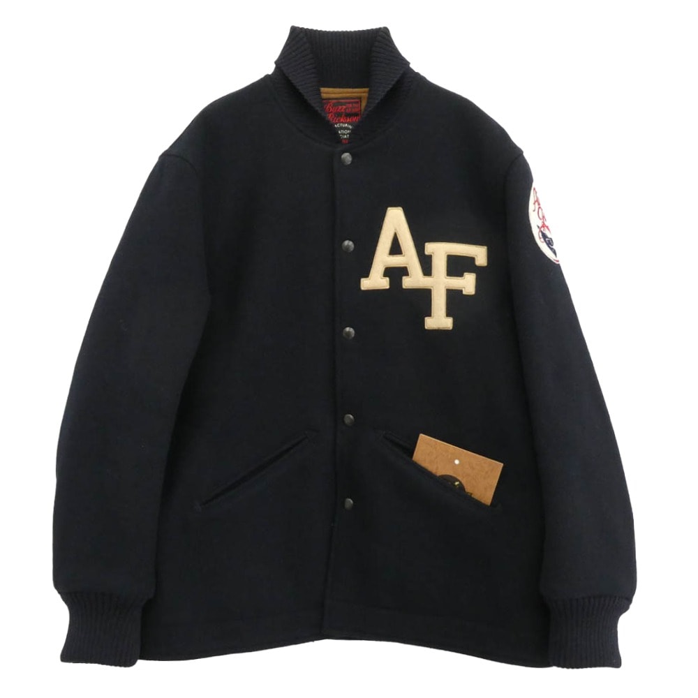 Buzz Rickson's バズリクソンズ ジャケット BR15347 AVIATION ASSOCIATES USAAF AWARD JACKET ウールメルトン アワードジャケット スタジャン スタジアム ジャケット ネイビー系 38【美品】【中古】