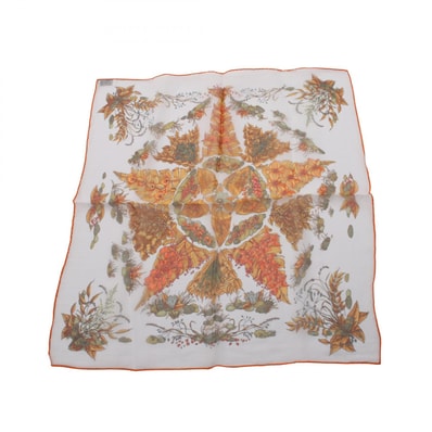 エルメス HERMES プチカレ カレ45 モスリン Pythagore スカーフ 衣料品 シルク シルク ホワイト レディース ホワイト系 / オレンジ系 / マルチカラー 【中古】