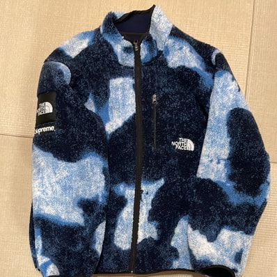 Supreme x The North Face Bleached Denim Print Fleece Jacket "Indigo"