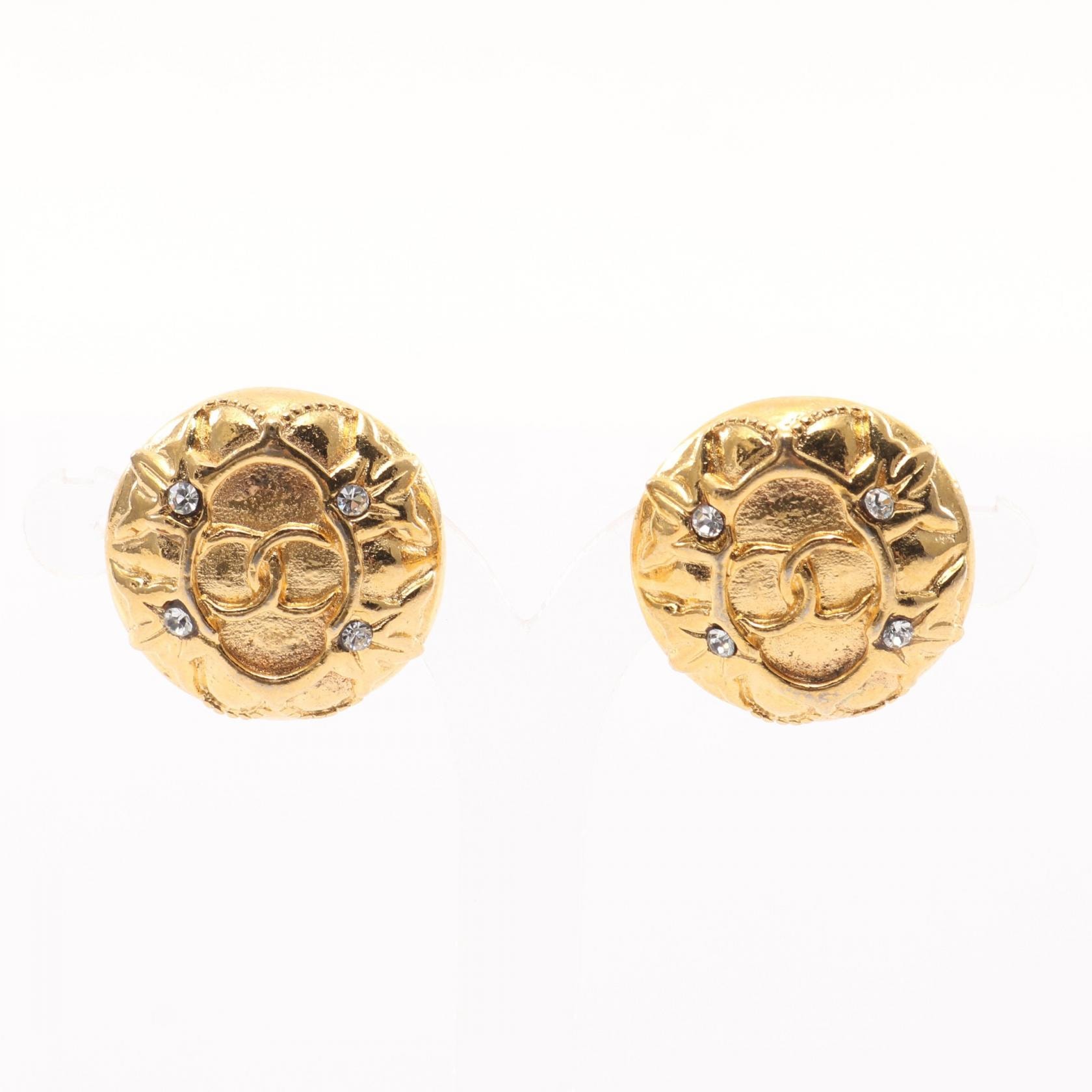 シャネル CHANEL ココマーク イヤリング ジュエリー GP(ゴールドメッキ) ラインストーン レディース ゴールド系 / クリア系 【中古】