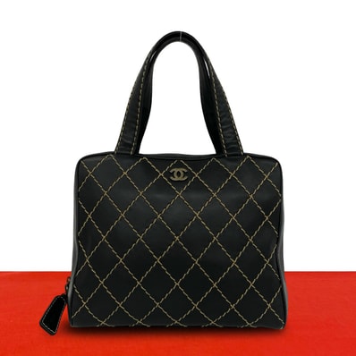CHANEL シャネル ワイルドステッチ ココマーク レザー ハンドバッグ ブラック
27681