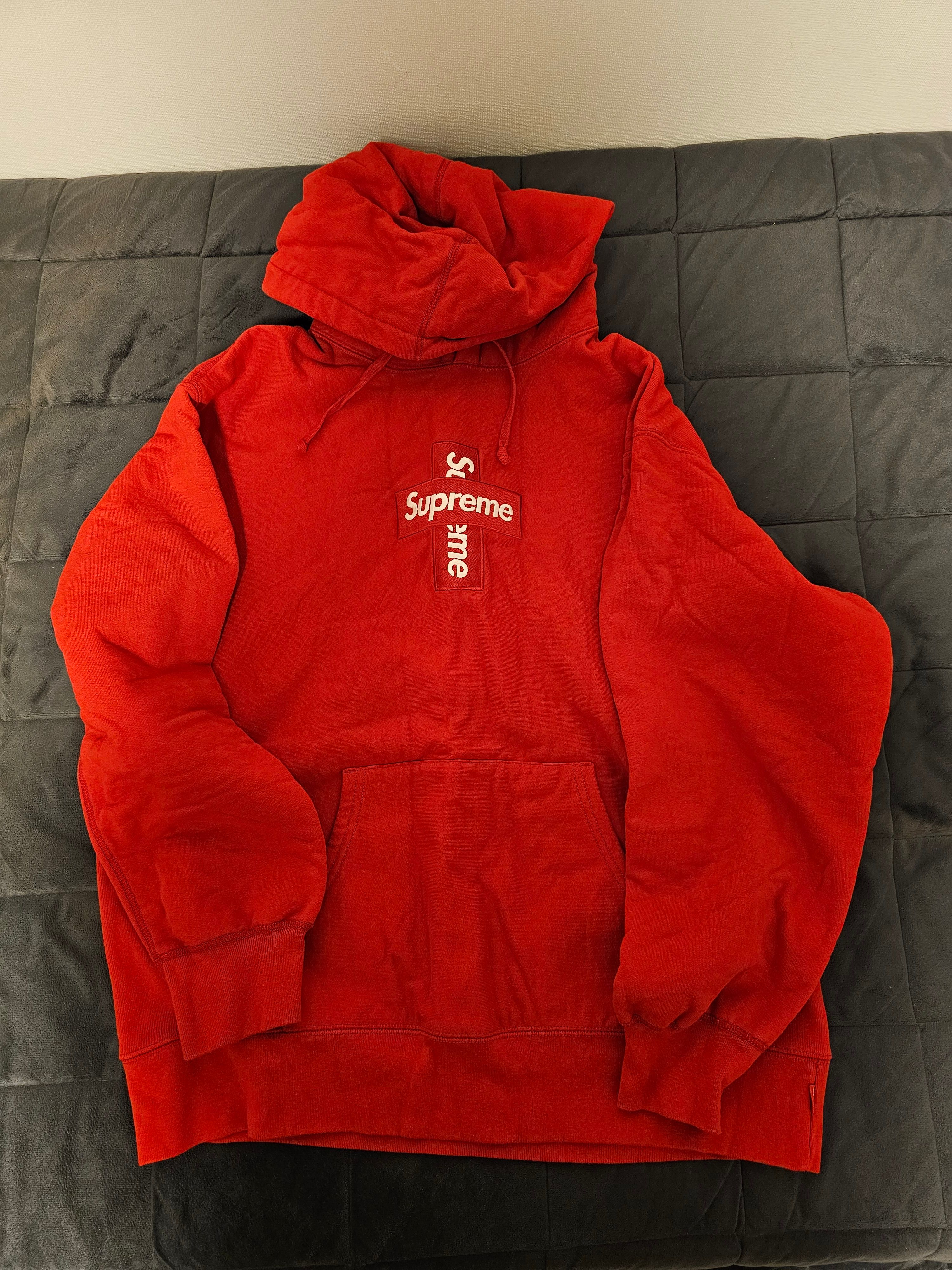Supreme Cross Box Logo Hooded Sweatshirt "Red"