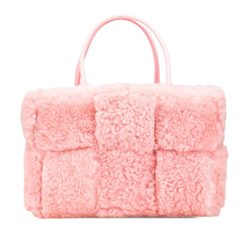 ボッテガヴェネタ マキシイントレチャート アルコ ハンドバッグ ピンク ムートン レザー レディース BOTTEGAVENETA 中古