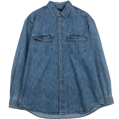 古着 90年代 ギャップ GAP DENIM オールドギャップ 長袖 デニムシャツ メンズL相当 ヴィンテージ/eaa646653