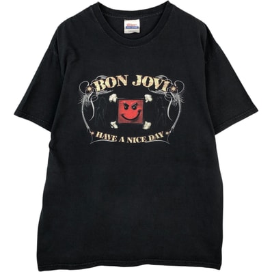 古着 00年代 ヘインズ Hanes BON JOVI ボンジョヴィ バンドTシャツ バンT メンズL相当/eaa636478