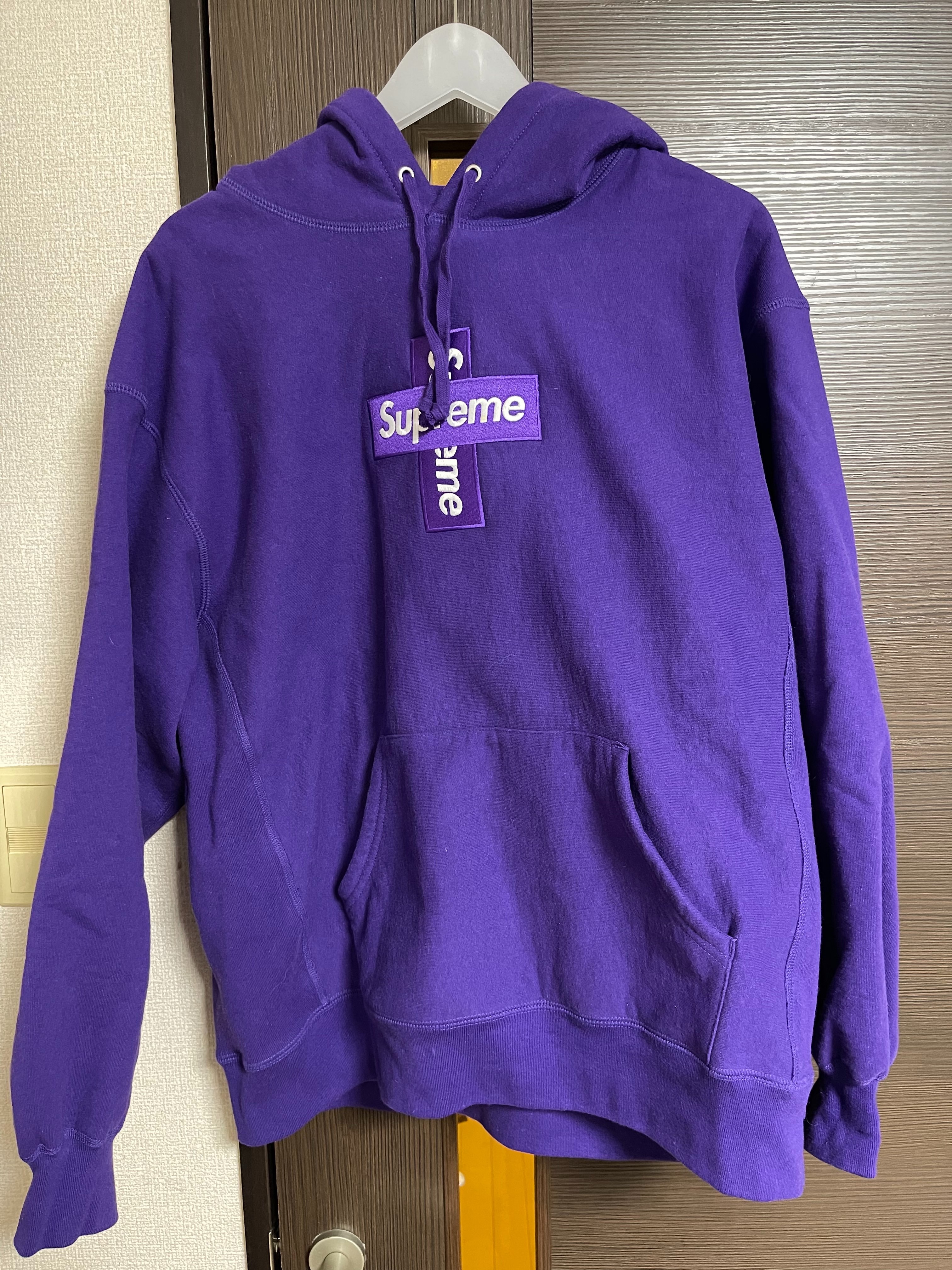 Supreme Cross Box Logo Hooded Sweatshirt "Purple"