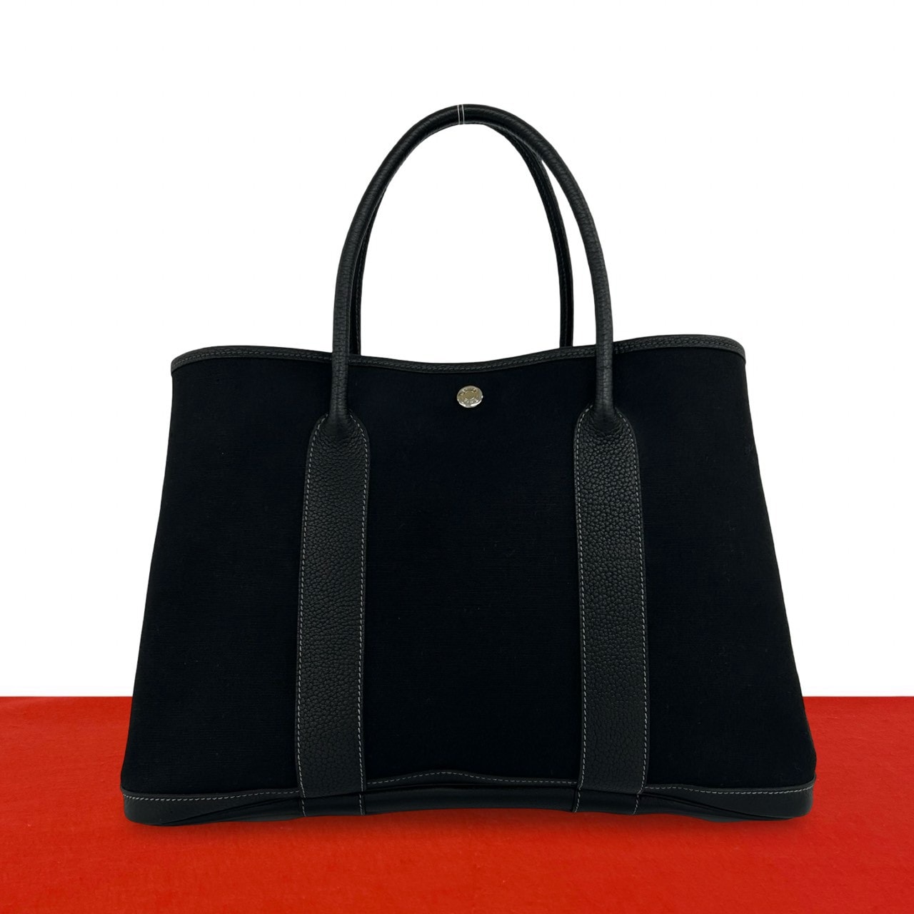 HERMES エルメス ガーデンパーティ PM トワルオフィシエ ブッフル ハンドバッグ ブラック
 40300
