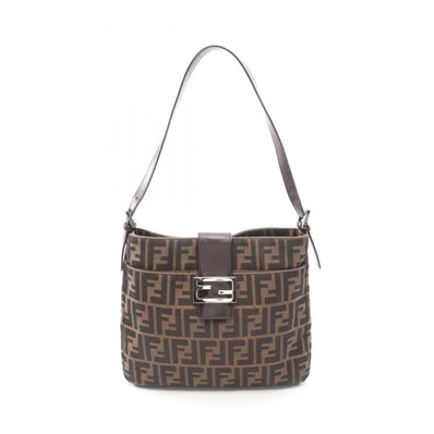 フェンディ FENDI ズッカ ショルダーバッグ バッグ ナイロン レザー レディース ブラウン系 【中古】