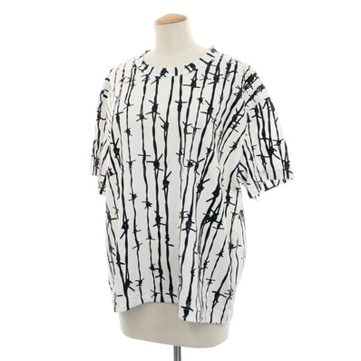 【中古】コムデギャルソン COMME des GARCONS 2024年秋冬 ポリエステル クルーネック 半袖Tシャツ ホワイトxブラック【サイズXS】【レディース】