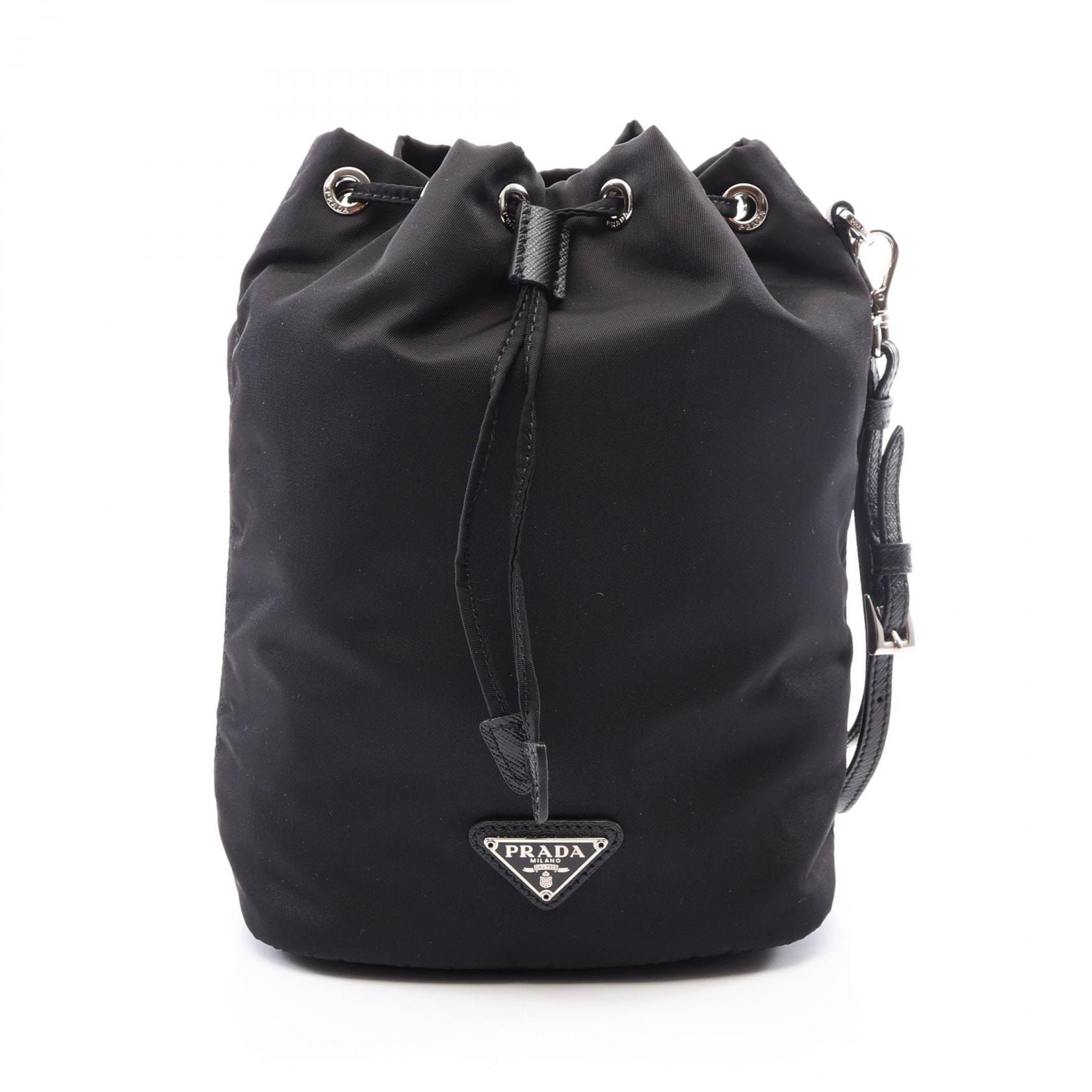 プラダ PRADA VELA Re-Nylon ポーチ バッグ ナイロン サフィアーノレザー レディース ブラック系 1NE369 【中古】