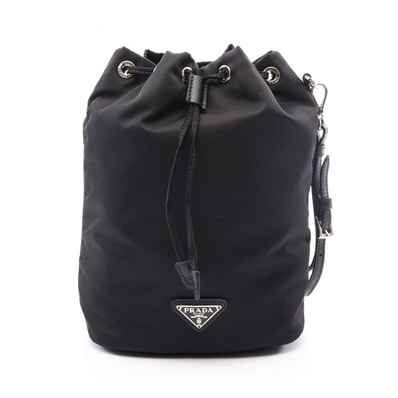 プラダ PRADA VELA Re-Nylon ポーチ バッグ ナイロン サフィアーノレザー レディース ブラック系 1NE369 【中古】