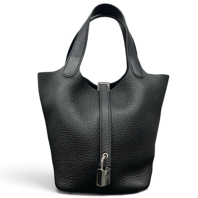HERMES 極美品 エルメス ピコタンロックPM U刻印 ハンドバッグ トートバッグ トリヨンクレマンス レザー ブラック 箱・袋付き プレゼント ギフト Aランク 中古 鑑定済 エルメスバッグ