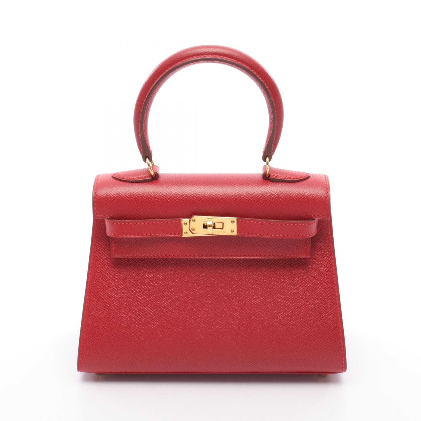 エルメス HERMES ミニ 外縫い 2WAY ハンドバッグ バッグ レザー クシュベル クシュベル ルージュヴィフ ○Y刻印(1995年製造) レディース レッド系 【中古】