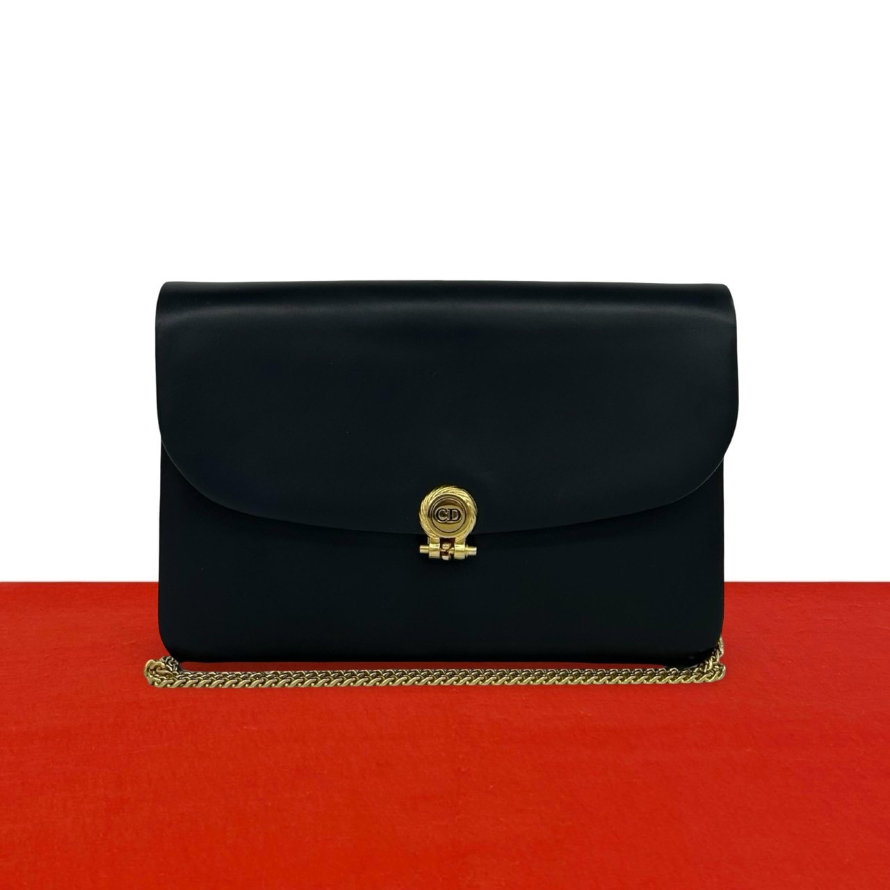 Christian Dior ディオール CD ロゴ 金具 レザー ショルダーバッグ ブラック
 87583