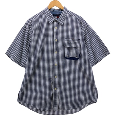 古着 トミーヒルフィガー TOMMY HILFIGER JEANS 半袖 コットン チェックシャツ メンズXL相当/eaa536559