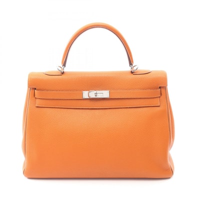 エルメス HERMES ケリー35 ハンドバッグ バッグ レザー トゴ トゴ ポティロン □I刻印(2005年製造) レディース オレンジ系 / ブラウン系 / ゴールド 【中古】