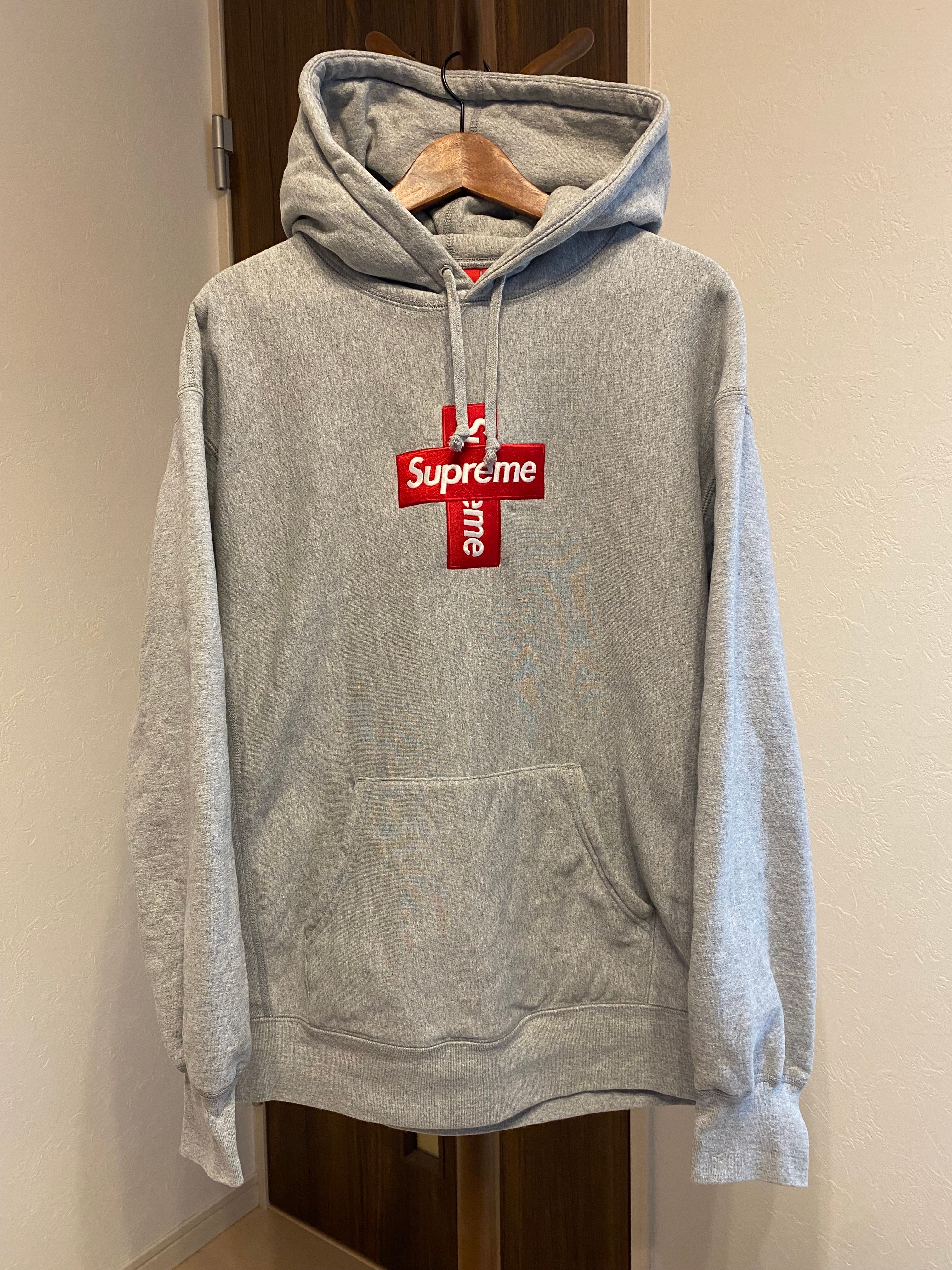Supreme Cross Box Logo Hooded Sweatshirt "Grey"