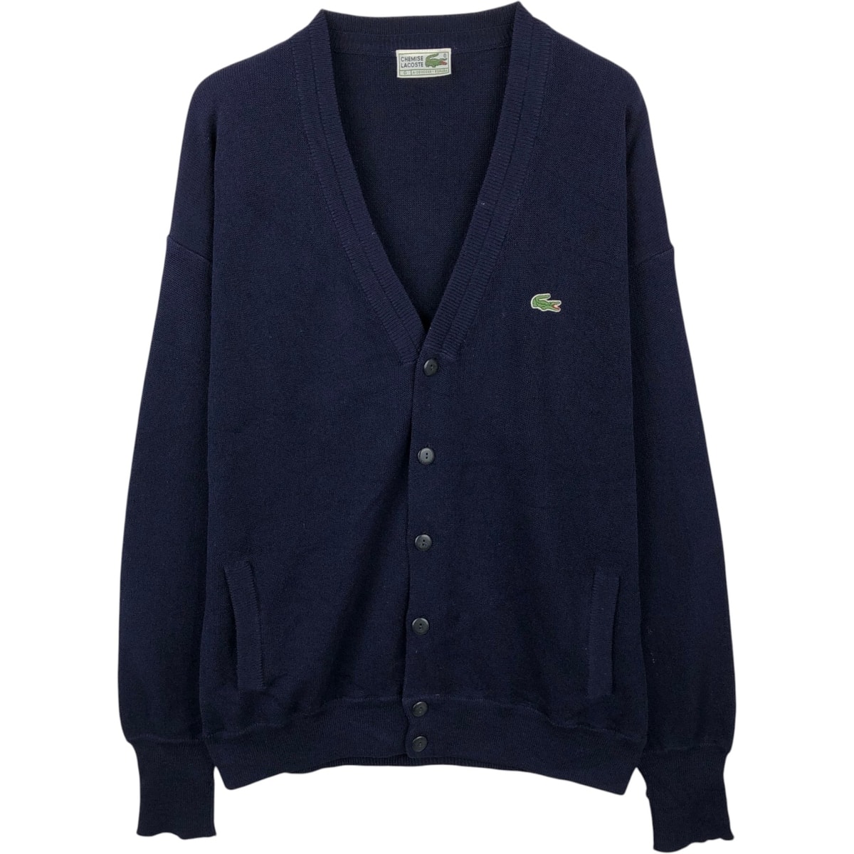 古着 70~80年代 ラコステ LACOSTE CHEMISE フレンチラコステ アクリルニットカーディガン メンズXL相当 ヴィンテージ/eaa623800