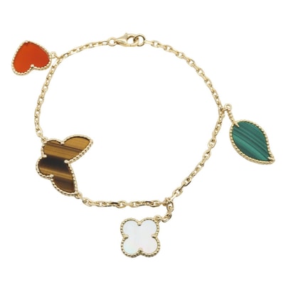 ヴァンクリーフ&アーペル Van Cleef & Arpels ラッキーアルハンブラ4モチーフ ブレスレット ブレスレット アクセサリー K18(イエローゴールド) マザーオブパール / マラカイト / タイガーズアイ レディース